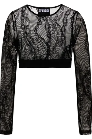 VERSACE Chain Couture-top med flock-tekstur