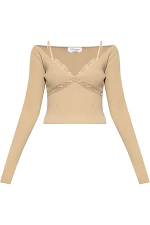 BLUMARINE Strikket top med blondedetalje