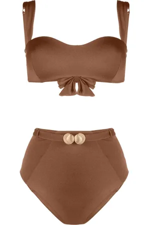 Noire Swimwear Bandeau-bikini med søskal-motiv