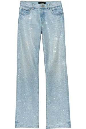 Purple Brand Jeans med lige ben og rhinstenudsmykning