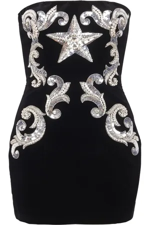 Balmain Kort bandeau-kjole med broderet stjerne