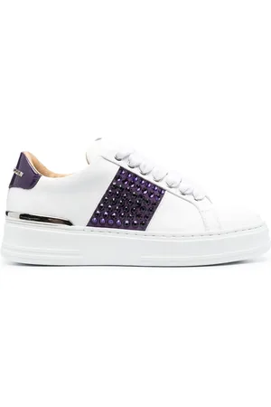 Philipp Plein Low-top sneakers i læder med krystaludsmykning