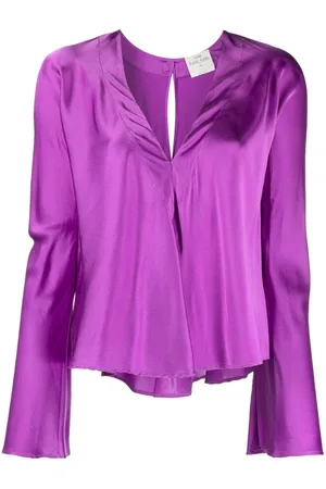 FORTE FORTE Bluse i satin-finish med V-hals