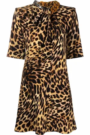 Stella McCartney Leopardmønstret kjole med kædeudsmykning