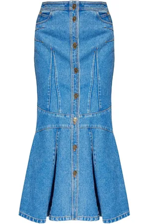 Etro Lang nederdel i denim med svaj og paneler