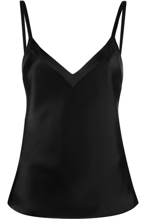 BLANCA Top i satin med V-hals