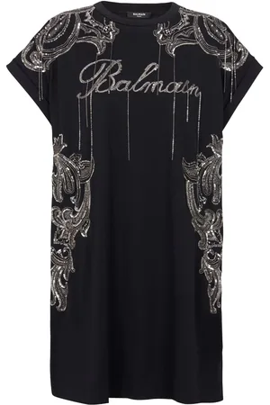 Balmain Kort signatur kjole med kædebroderi
