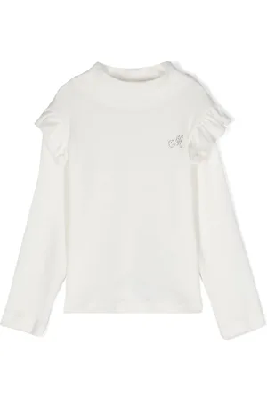 MONNALISA Ribbet bluse med rhinsten-monogram
