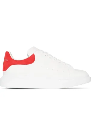 Alexander McQueen Hvide kraftige low-top sneakers i læder