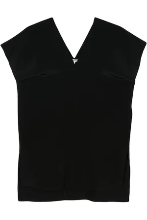 Aspesi Bluse i silke-crepe med V-hals