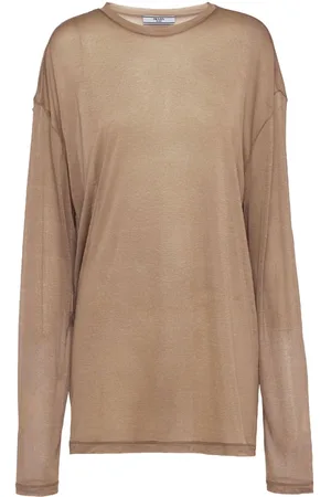 Prada Halvgennemsigtig langærmet T-shirt