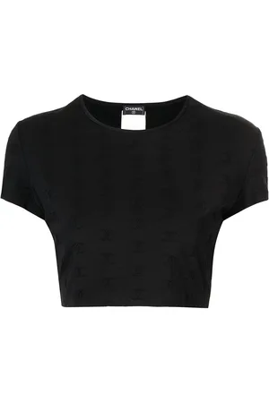 CHANEL 1997 cropped top med CC-logobroderi