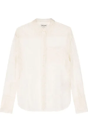 Zadig & Voltaire Tyrone skjorte i mesh med blomstrede blonder
