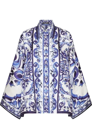 Dolce & Gabbana Skjorte med flagermusærmer og Majolica-tryk