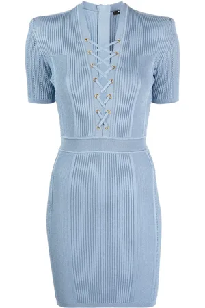 Balmain Ribstrikket kort kjole