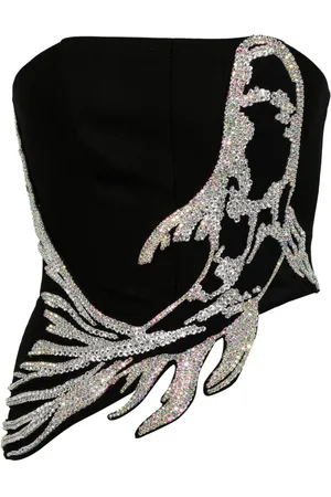 DAVID KOMA Koi Fish-appliqué crop-top