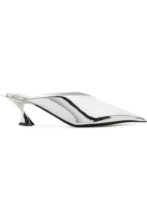 MUGLER 55mm mules i metallisk læder