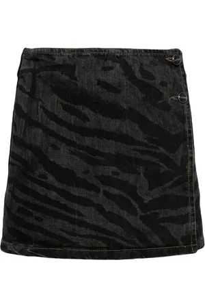 Ganni Kort denimnederdel med zebratryk