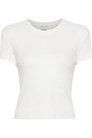 Nanushka T-shirt i rib med broderet logo
