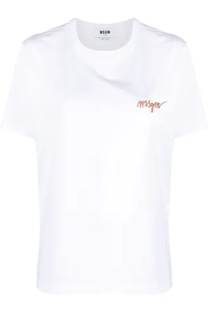 Msgm Kortærmet T-shirt med broderet logo