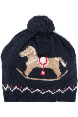 PATACHOU Intarsiastrikket hue med pompon
