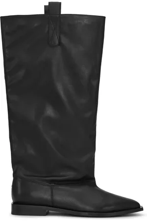 Ganni Western Loose Flat Tubular støvler i læder