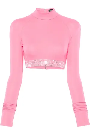 DAVID KOMA Croptop med rhinstenudsmykning