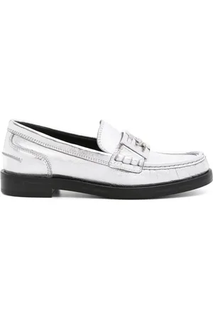 Fendi Baguette loafers i metallisk læder