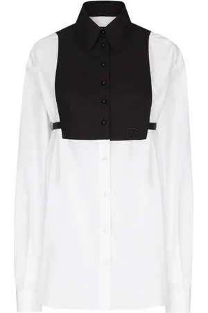 Dolce & Gabbana Oversize skjorte med bryststykke-detalje