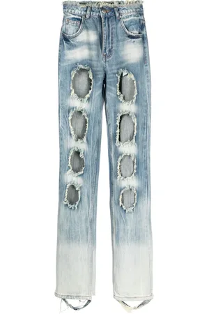 RUI Jeans med lige pasform og slitageeffekt