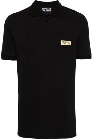 VERSACE Polo i piqué med logoplade