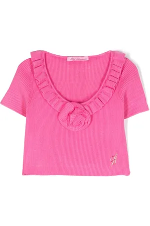 MISS BLUMARINE Ribbet top med blomstret applikation