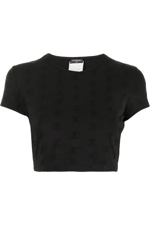 CHANEL 1997 cropped top med CC-logobroderi