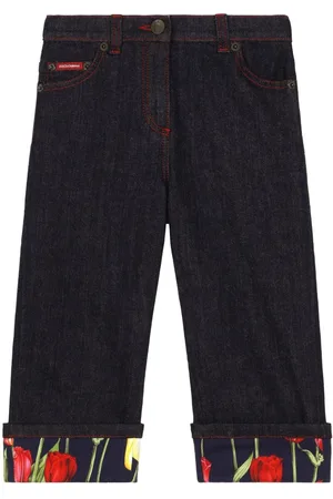 Dolce & Gabbana Blomstrede jeans med opslag