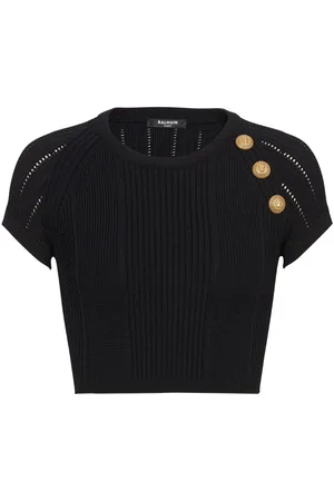 Balmain Strikket cropped top med tre knapper