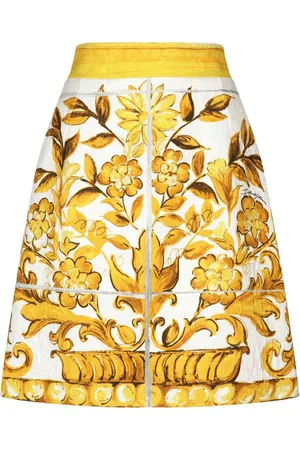 Dolce & Gabbana Lang nederdel med Majolica-tryk og A-snit