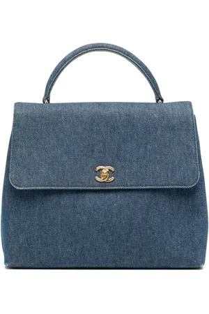 CHANEL 1998 håndtaske i denim med CC-drejelås