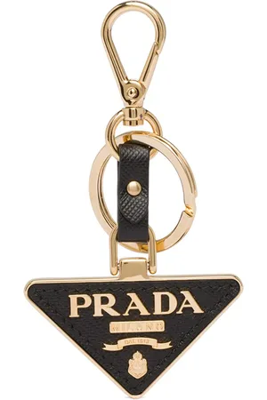 Prada Nøglering i læder med trekantet logo
