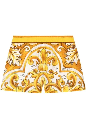 Dolce & Gabbana Shorts i poplin med Majolica-tryk