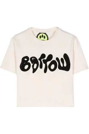 BARROW Cropped T-shirt med logo i flocktekstur