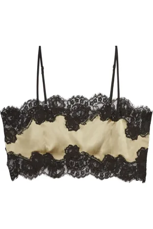 FLEUR DU MAL Bandeau-top i silke med blondekant