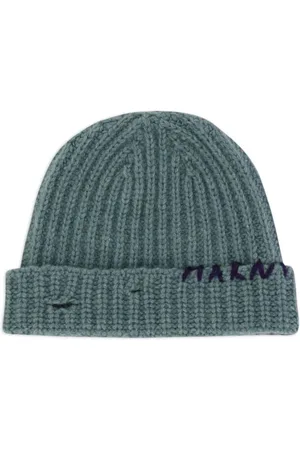 Marni Ribstrikket hue med broderet logo