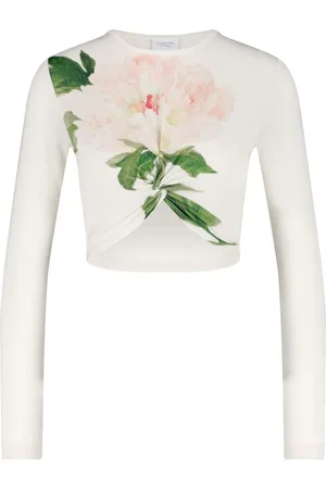 Giambattista Valli Cropped strikket top med blomstertryk