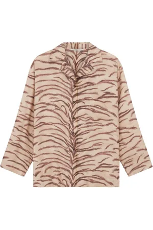 Stella McCartney Pyjamasskjorte i silke med tigertryk