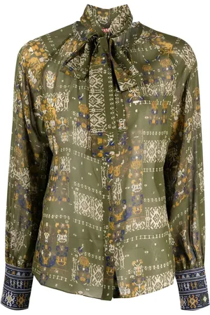 Max Mara Skjorte med abstrakt tryk og bundet hals
