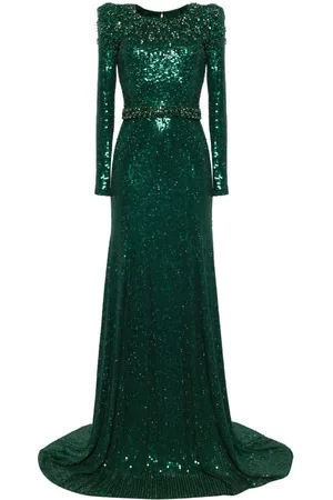 Jenny Packham Langærmet Georgia kjole med pailletter