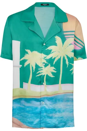 Balmain Skjorte i satin med grafisk tryk