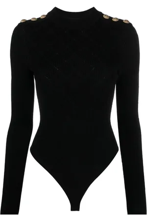 Balmain Bodysuit med løveknapper og åben ryg