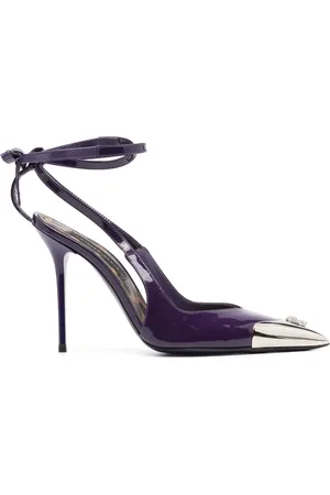 Philipp Plein 105mm pumps i læder med krystaludsmykket dødningehoved
