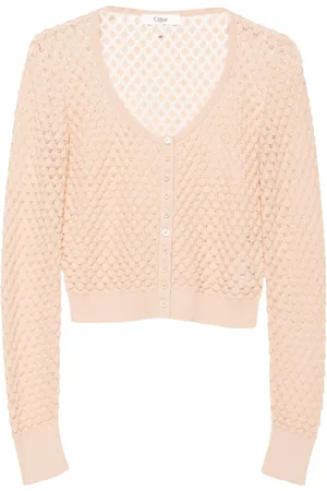 Chloé Cropped pointelle-strikket cardigan